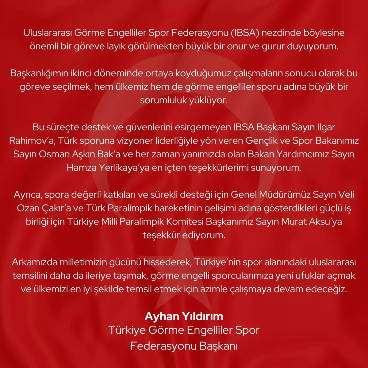 Ayhan Yıldırım IBSA Yönetim Kurulu’na Seçildi