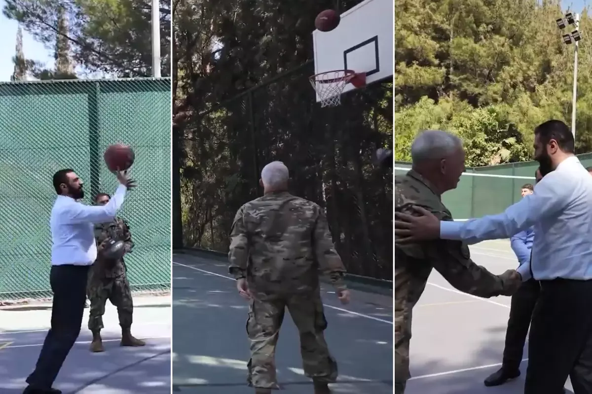 Dünya bu görüntüleri konuşuyor! Şara, ABD’li subaylarla basketbol oynadı