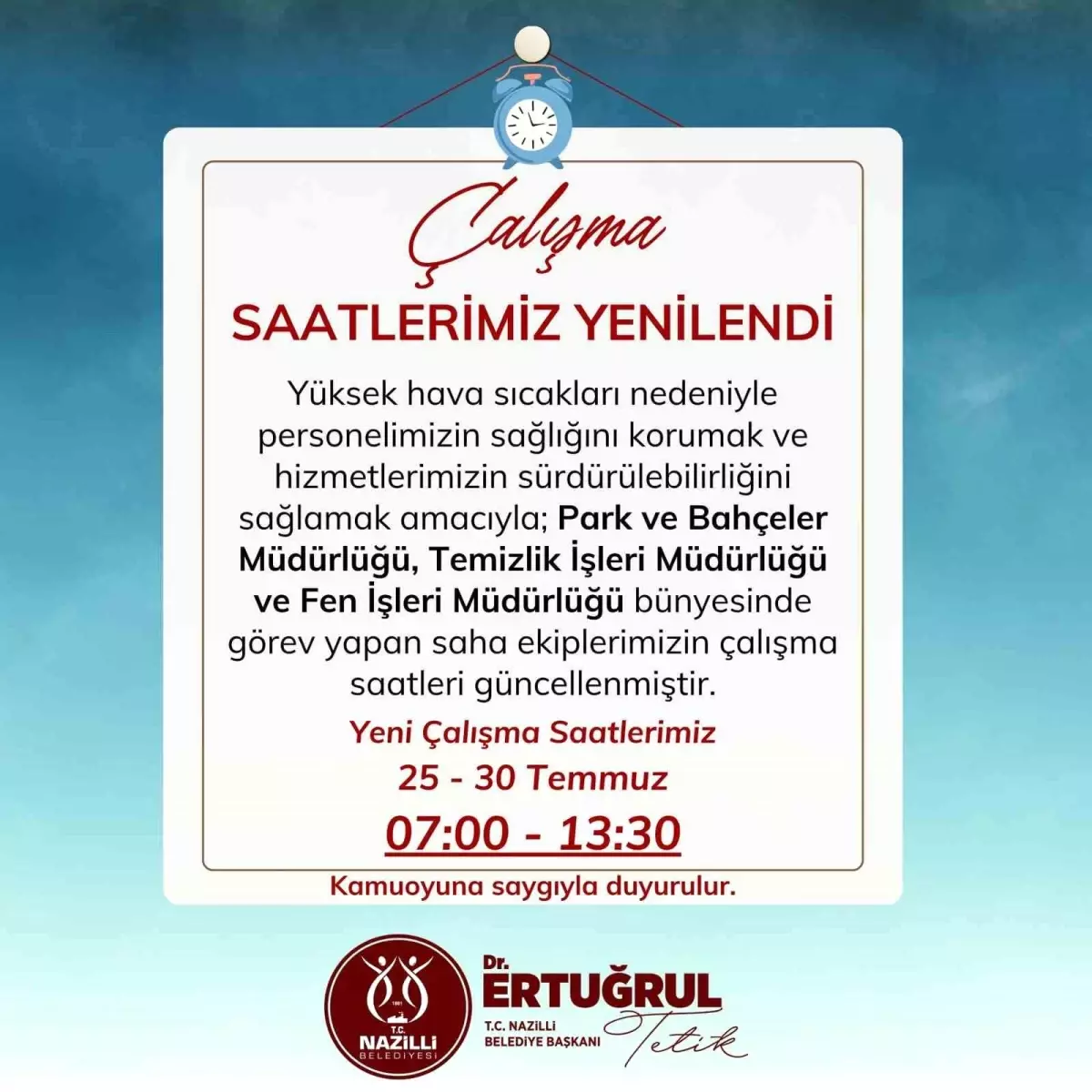 Sıcak Hava Tedbirleri: Nazilli Belediyesi’nden Yeni Uygulama