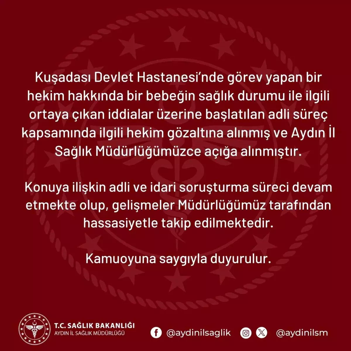 Sağlık Bakanlığı’ndan Kuşadası’ndaki Bebek İddialarına Açıklama