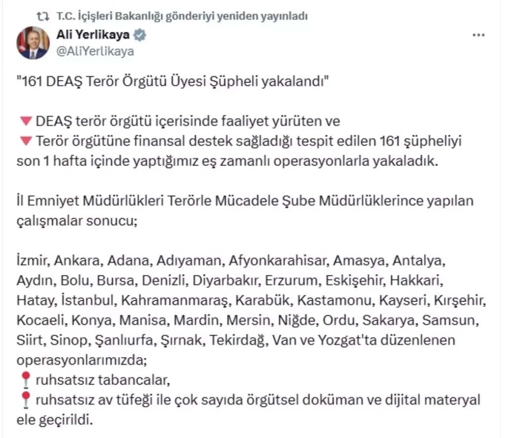 DEAŞ’a Büyük Darbe: 161 Üye Yakalandı