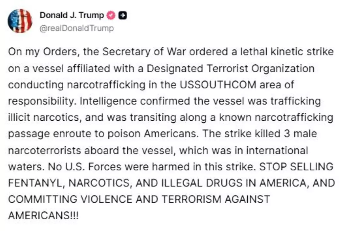 ABD Ordusu Uyuşturucu Teknesine Saldırdı: 3 Ölü