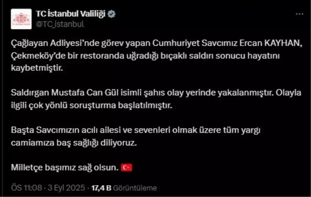 Savcı Ercan Kayhan Çekmeköy’de Bıçaklı Saldırıya Uğradı