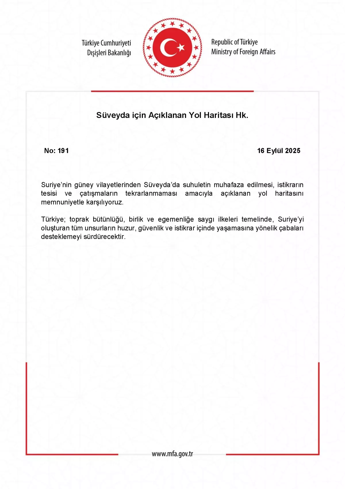 Suriye’ye Yeni Yol Haritası ve Türkiye’nin Duruşu