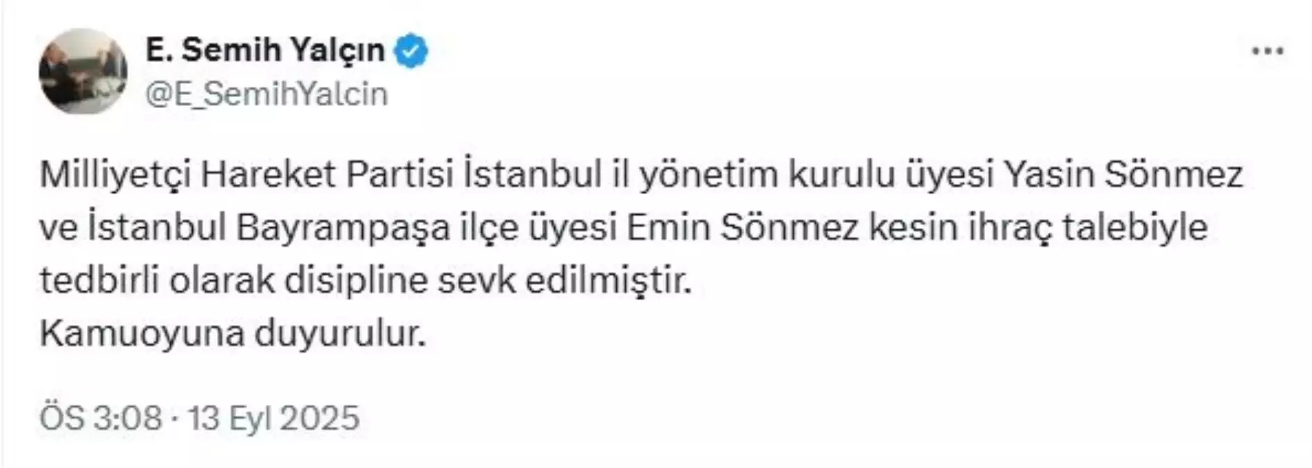 MHP’de 2 İsim İçin İhraç Talebi