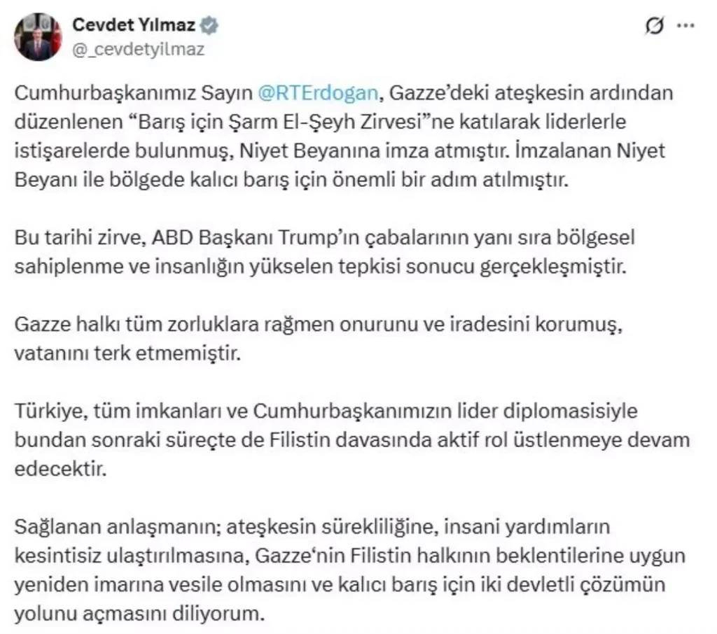 Türkiye’nin Filistin Davasındaki Aktif Rolü Devam Edecek
