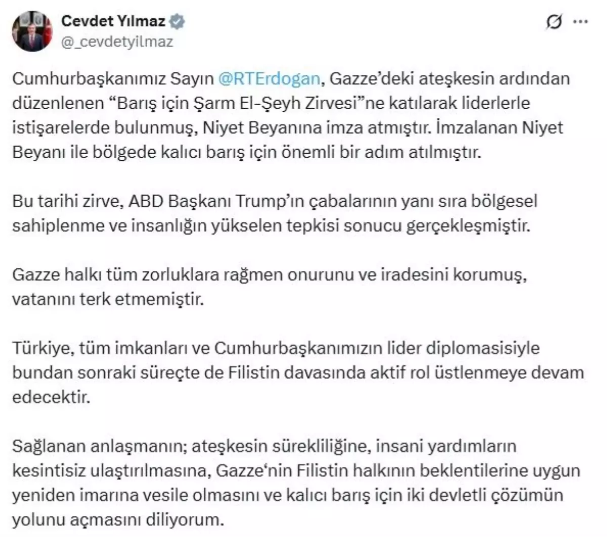 Türkiye’nin Filistin Davasındaki Aktif Rolü Devam Edecek