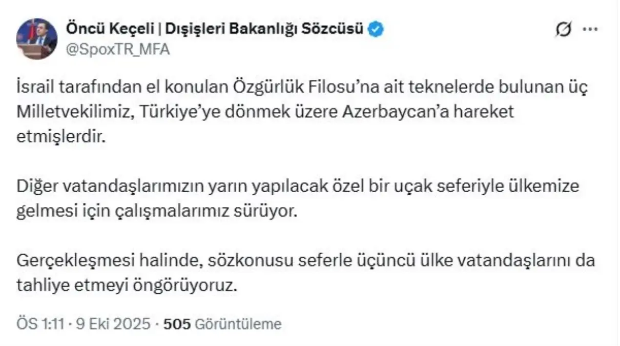 Dışişleri Bakanlığı, Milletvekillerinin Dönüşünü Sağlıyor