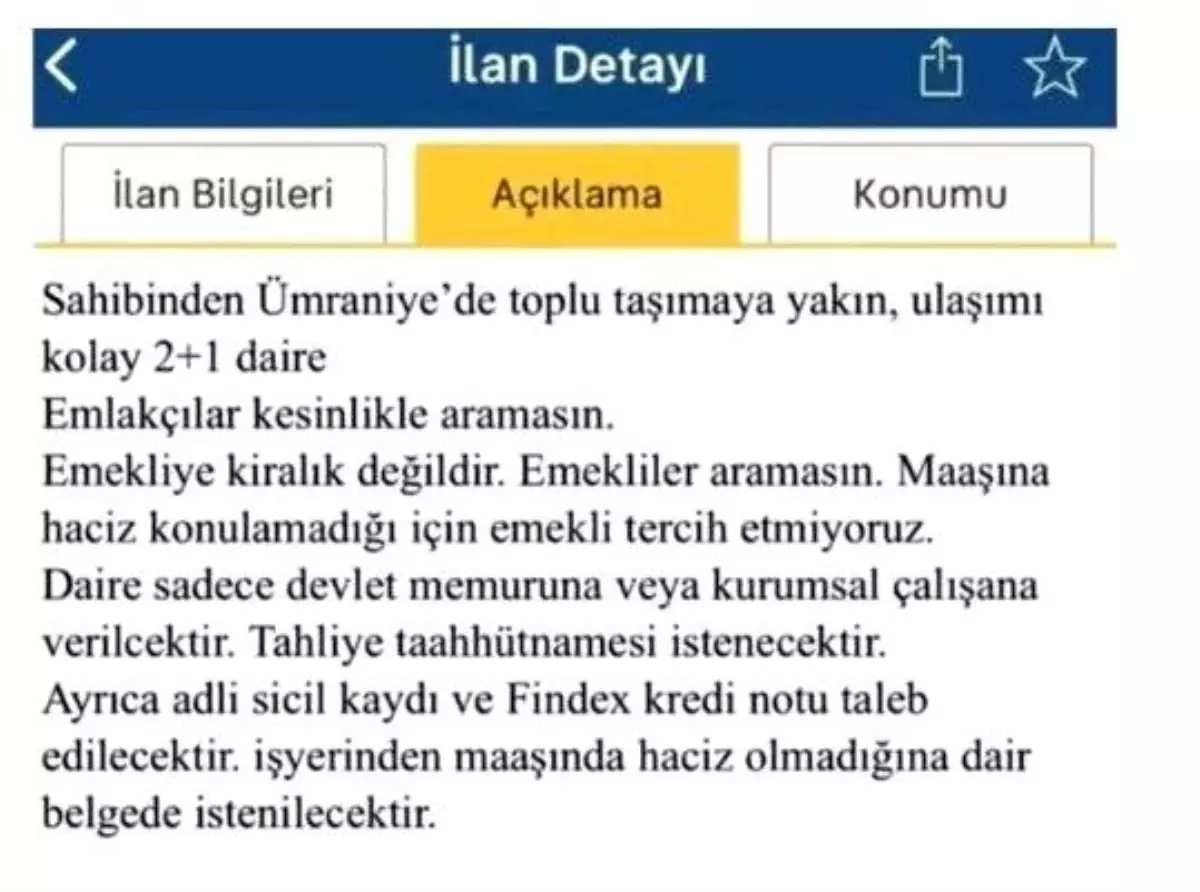 Emeklilere Yönelik Ayrımcı Konut İlanına Cezai Yaptırım