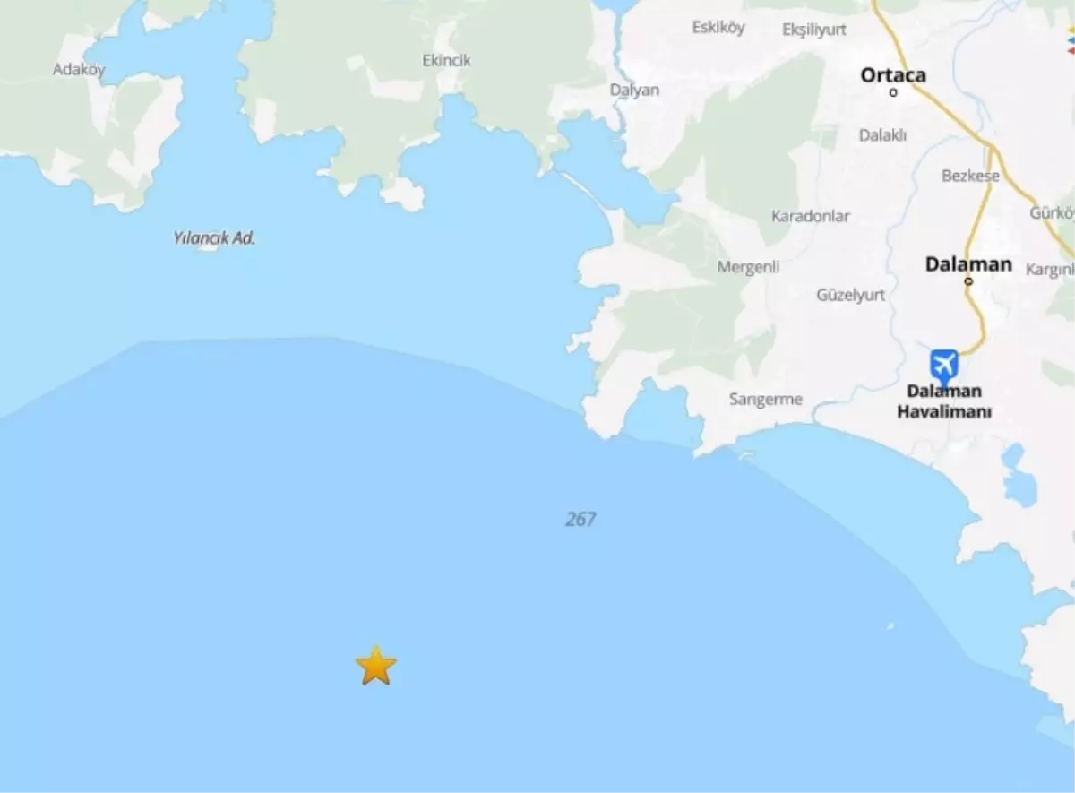Muğla Ortaca Açıklarında 4.5 Büyüklüğünde Deprem