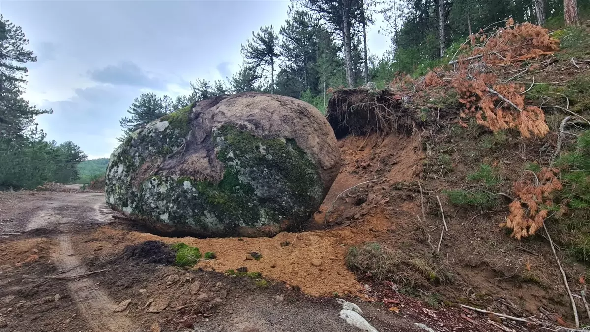 Deprem Sonrası Kaya Düşmesiyle Yol Kapatıldı