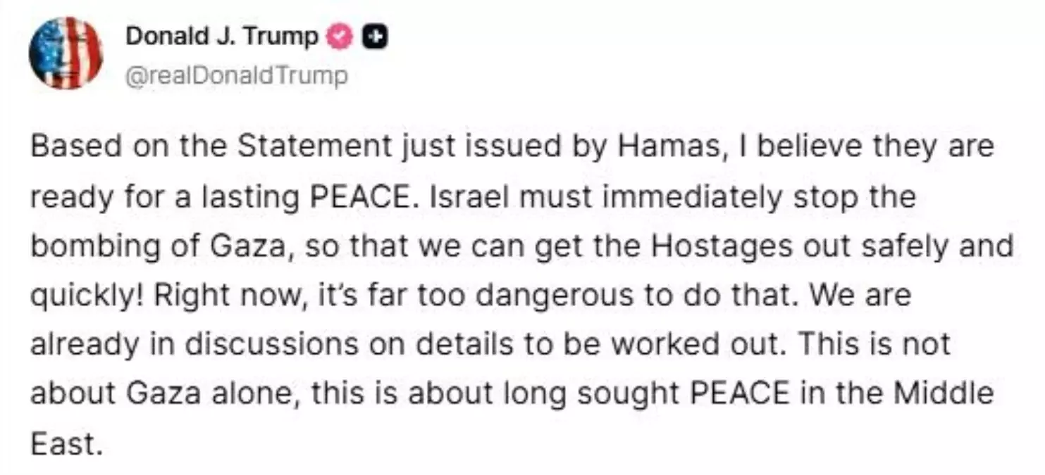 ABD Başkanı Trump’tan Hamas’ın Ateşkes Planına Destek