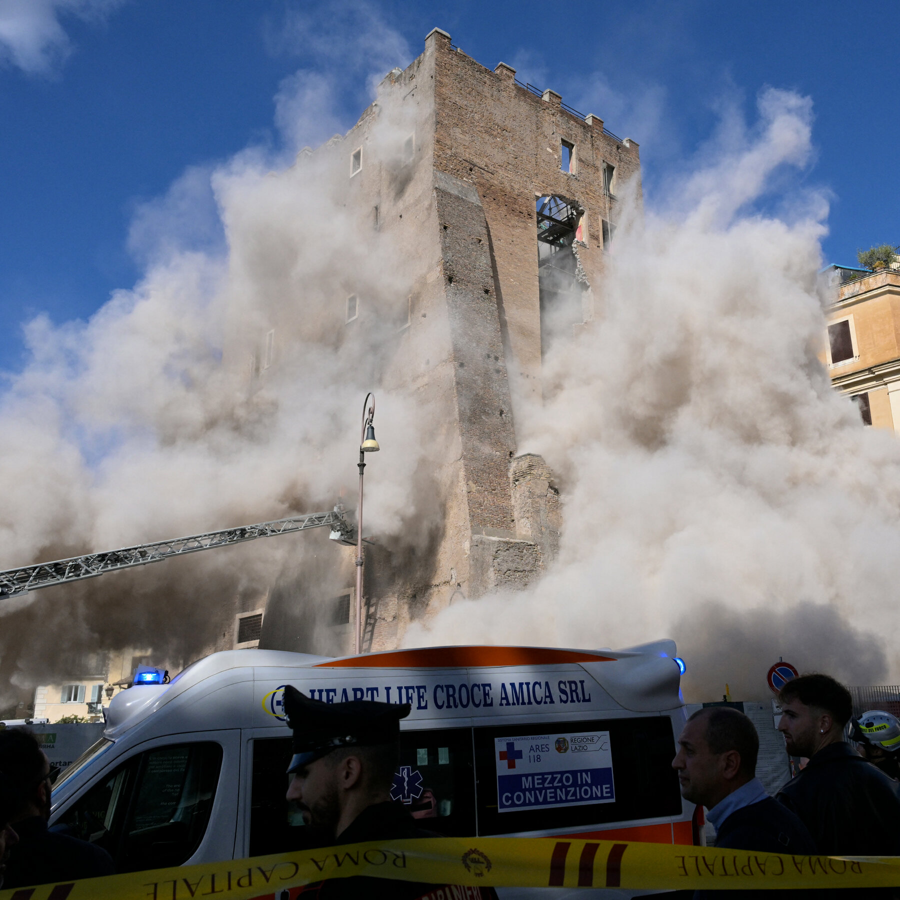 Medieval Tower in Rome Collapses, Worker Trapped Under Rubble