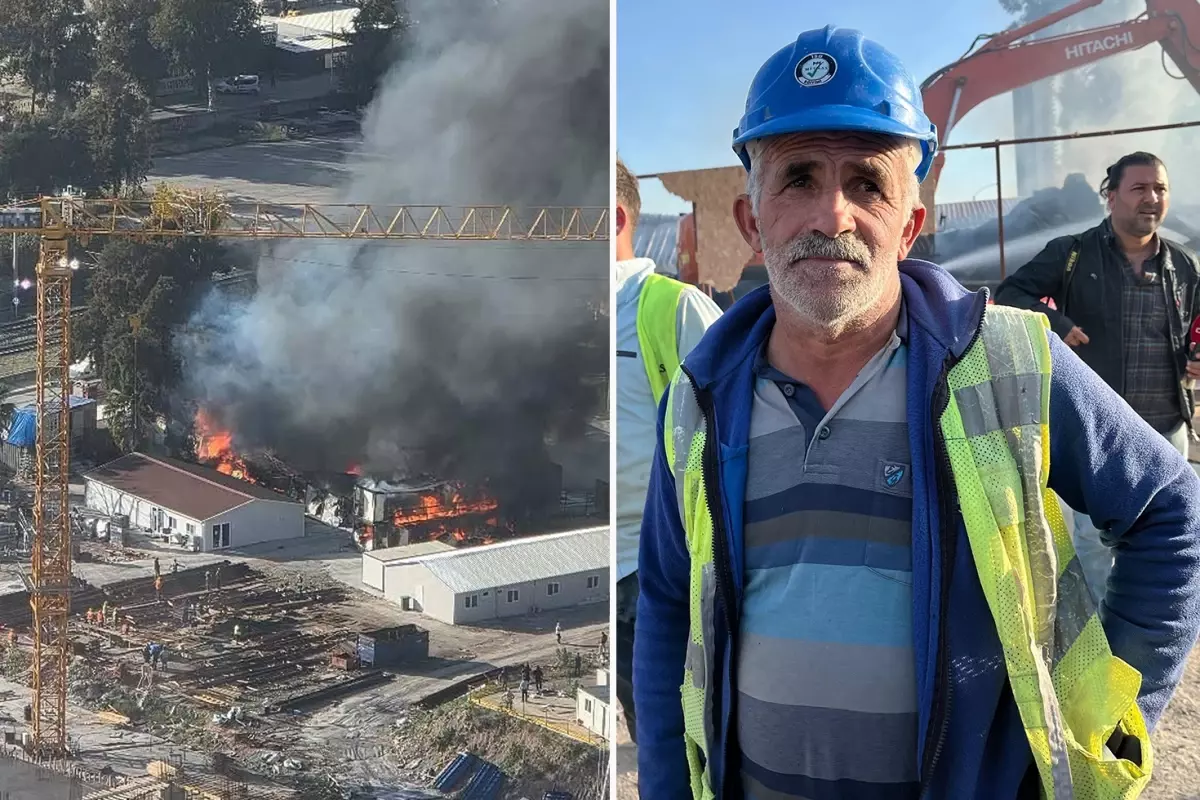 İzmir’de şantiyede dev yangın! İşçilerin kaldığı konteynerler küle döndü