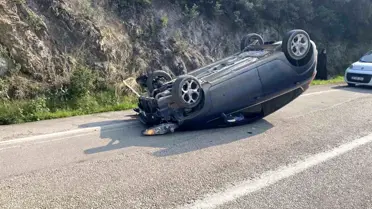 Mudanya’da Kontrolden Çıkan Araç Ters Döndü