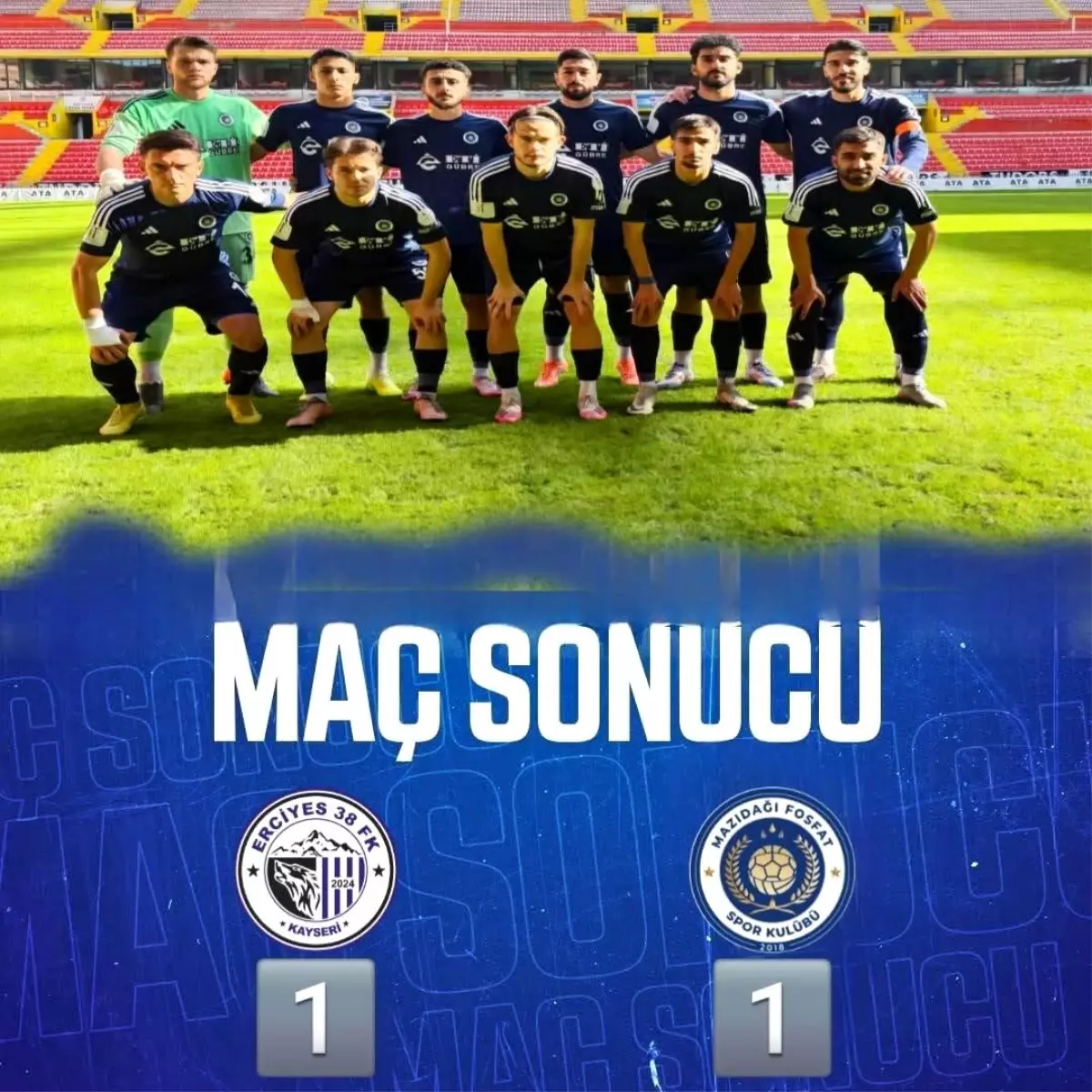 Mazıdağı Fosfatspor Erciyes 38 FSK Karşısında 1-1 Beraberlikle 11. Sırada