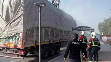 Aydın’da Pamuk Yüklü Tırda Yangın