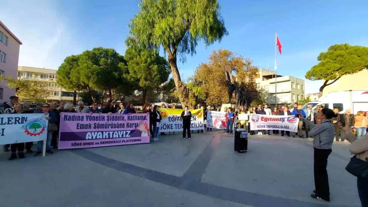 Söke’de Kadına Yönelik Şiddet İçin Yürüyüş: Kadın Dayanışması Sokakları Doldurdu