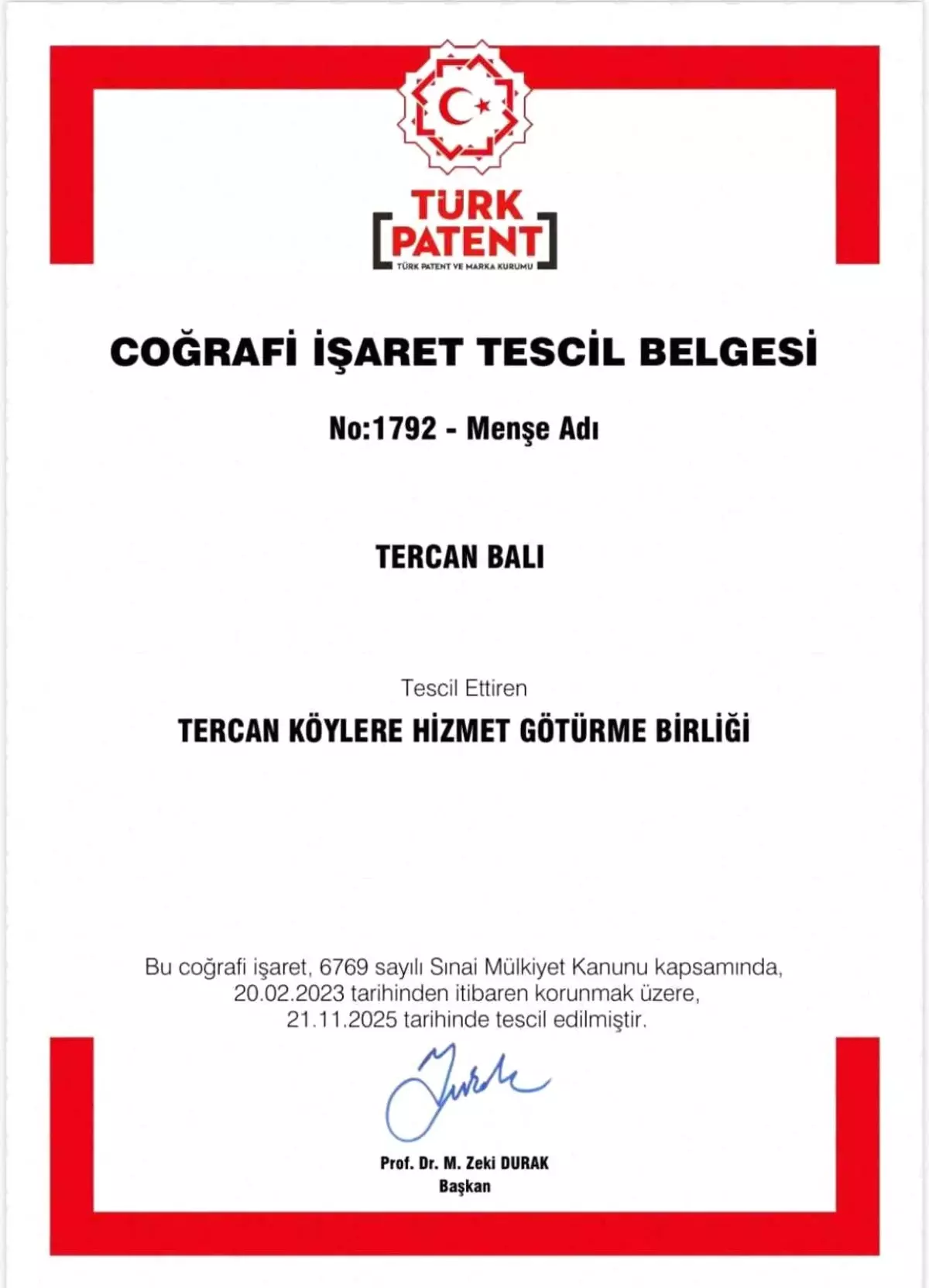 Tercan Balı Coğrafi İşaret Aldı