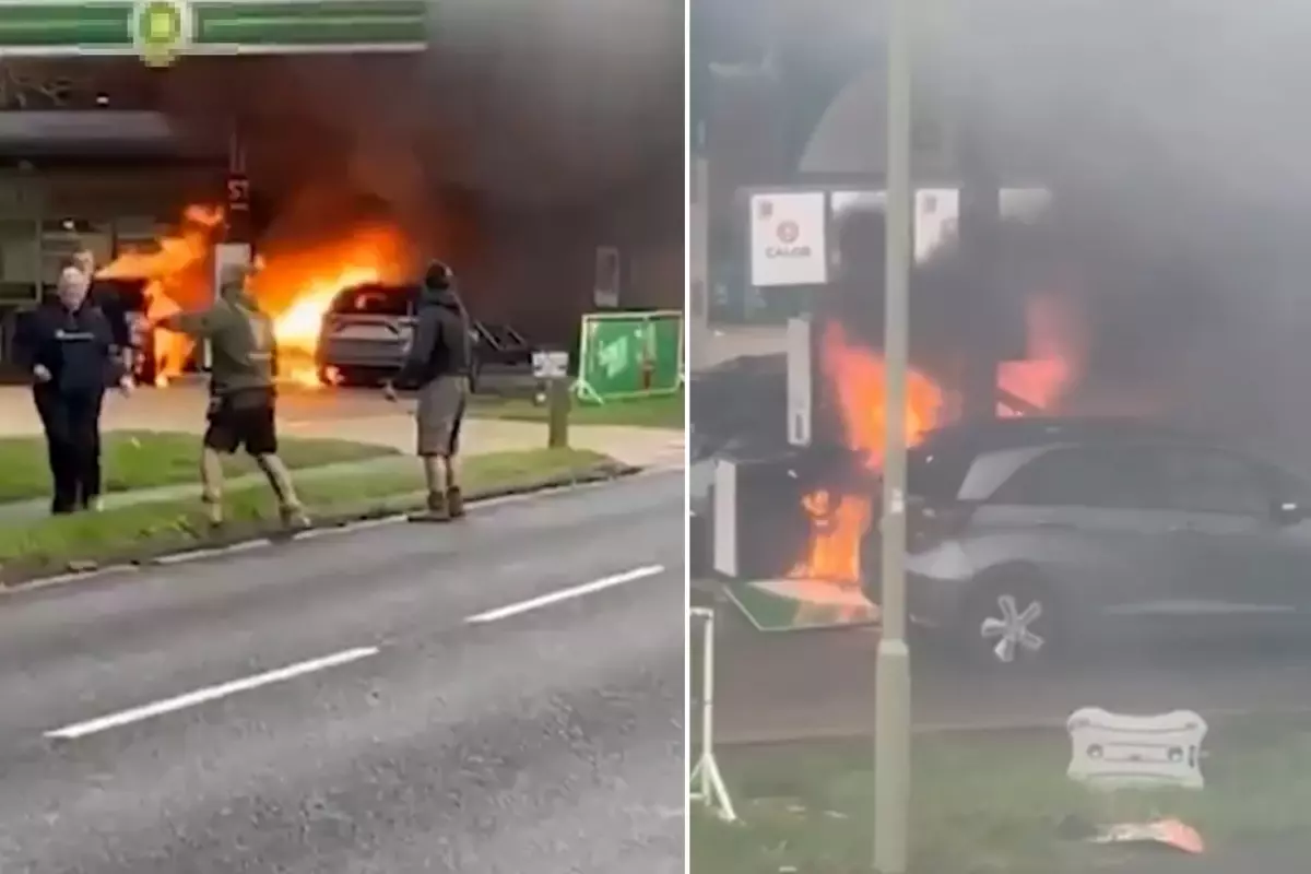 Benzin istasyonuna baltayla saldırdı, alev bir anda her yeri sardı