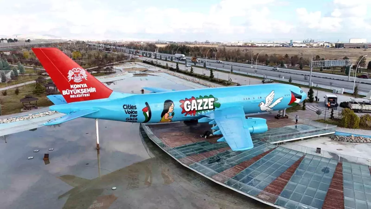 Konya Büyükşehir, şehre gelenleri “Gazze” mesajıyla karşılıyor